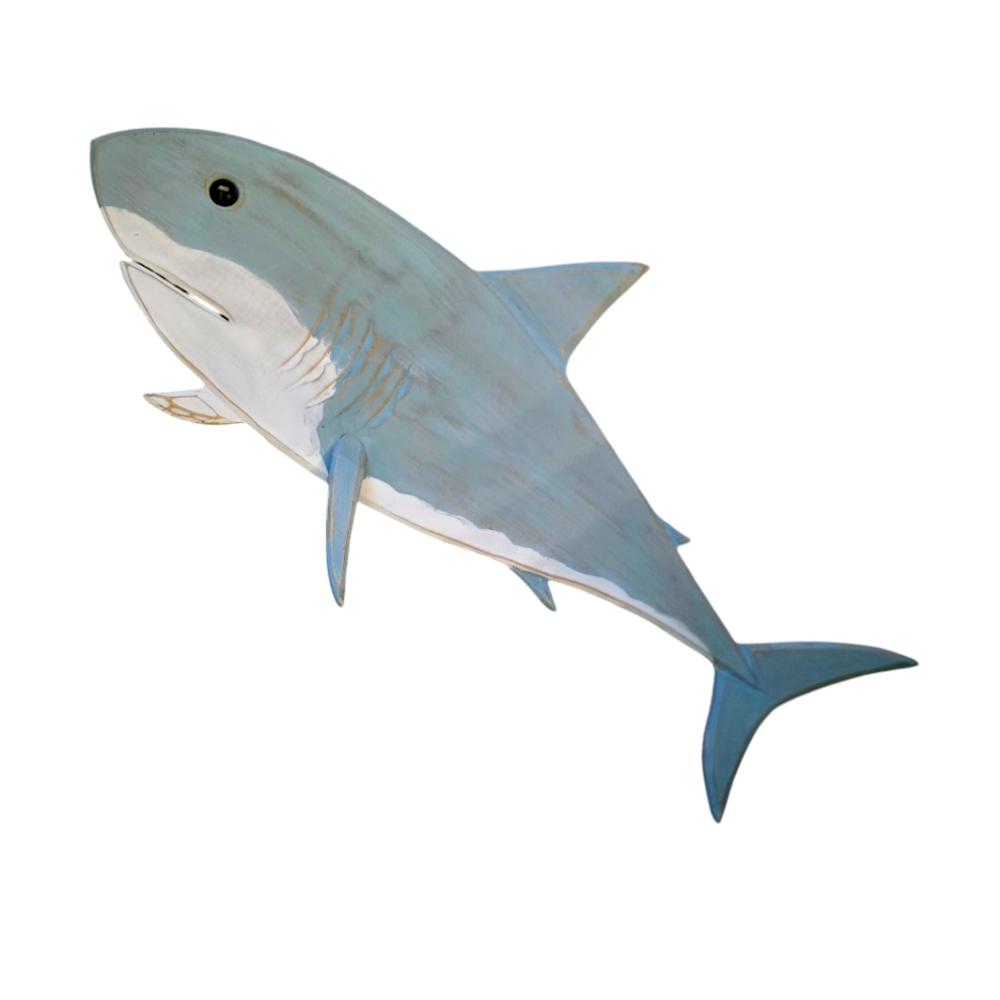 New Blue Primitives By Kathy Shark Wall Plaque Wood Art Beach House Kids Room